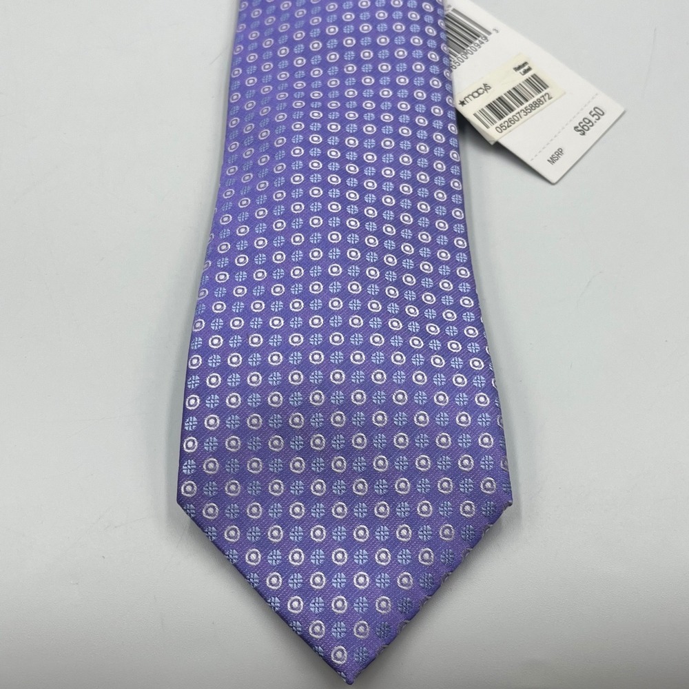 Calvin Klein Mens Purple Geometric Silk Blend Necktie K7981217500 NEW - Picture 2 of 11